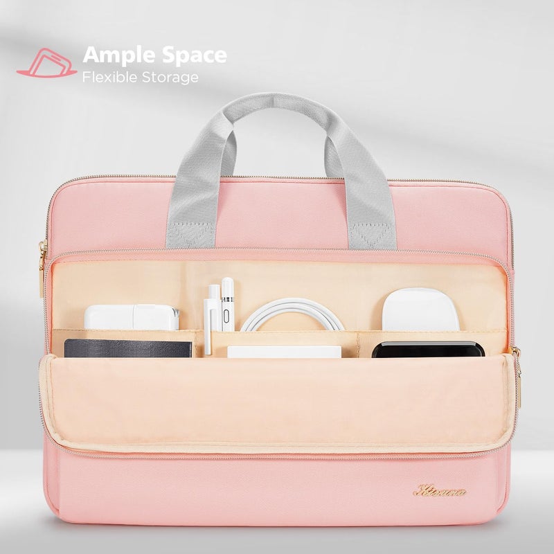 KIZUNA حقيبة كمبيوتر محمول KIZUNA مقاس 13 بوصة تحمل حقيبة يد لجهاز MacBook Pro M3 2023/M2 M1 Max /13.6 بوصة New MacBook Air M2/14 Lenovo ThinkPad X1 Carbon/Yoga C740 S740 C930/14 IdeaPad Flex 5i وردي - Image 2
